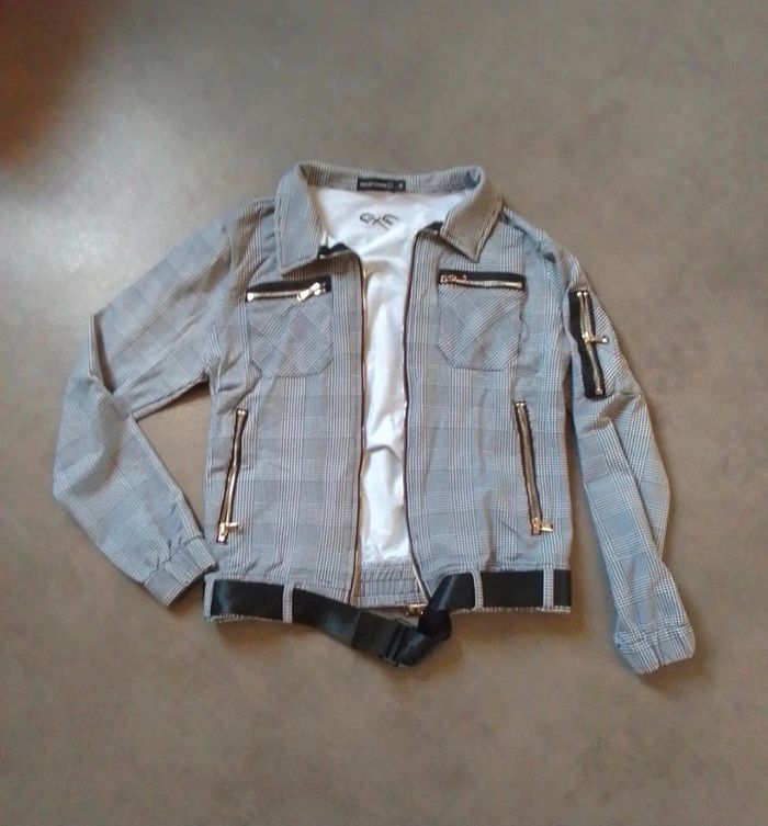Veste courte à carreaux projet X paris - photo numéro 2