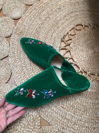 Paire de babouche en velours avec pierres | pointure unique 37/38 - 40/41