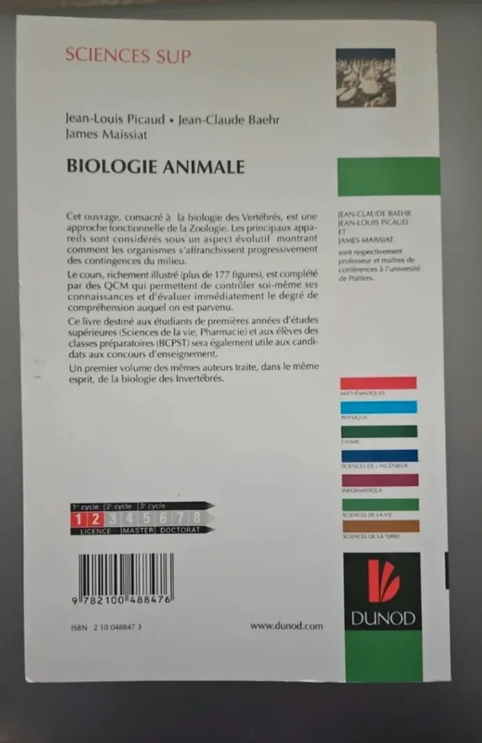 Livre Biologie Animale Vertébrés - photo numéro 2