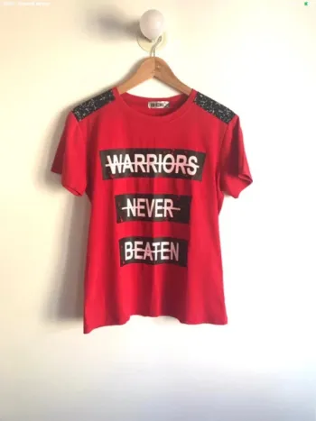 T-shirt homme manches courtes rouge et à message taille M