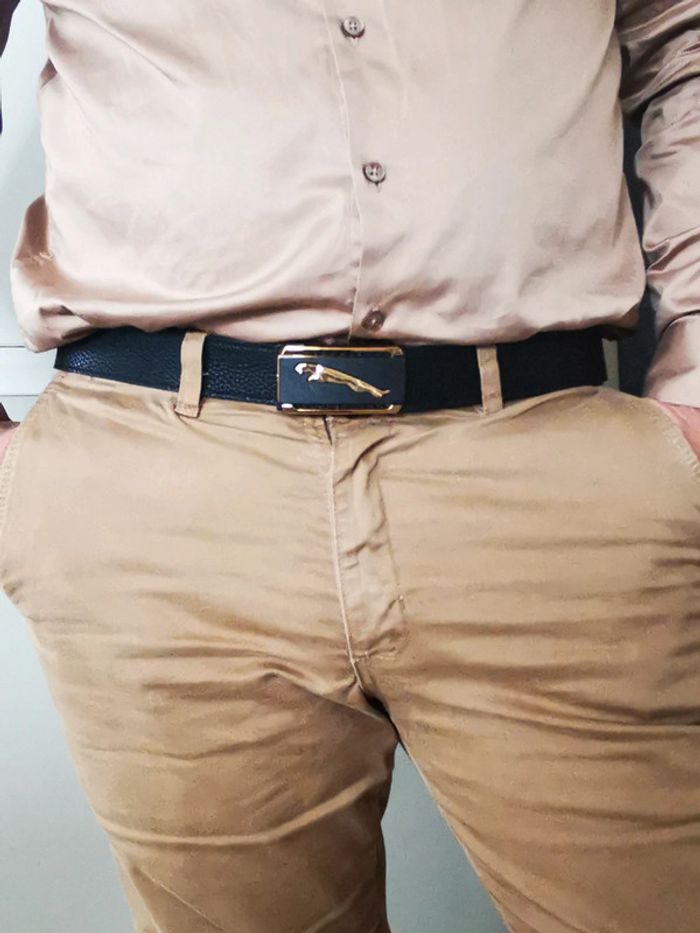 F91 ceinture homme d'affaire cuir noir boucle automatique - photo numéro 3