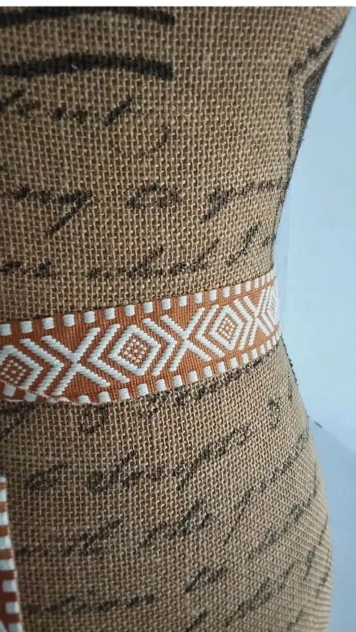 Ceinture tissu souple marron et créme - photo numéro 5