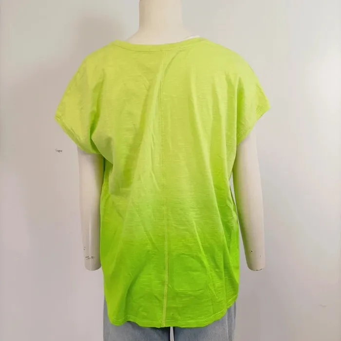 T-shirt NEXT vert fluo dégradé strass T40 coupe oversize col rond été summer A962 - photo numéro 4