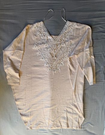 Tunique brodée beige crème, Taille unique 