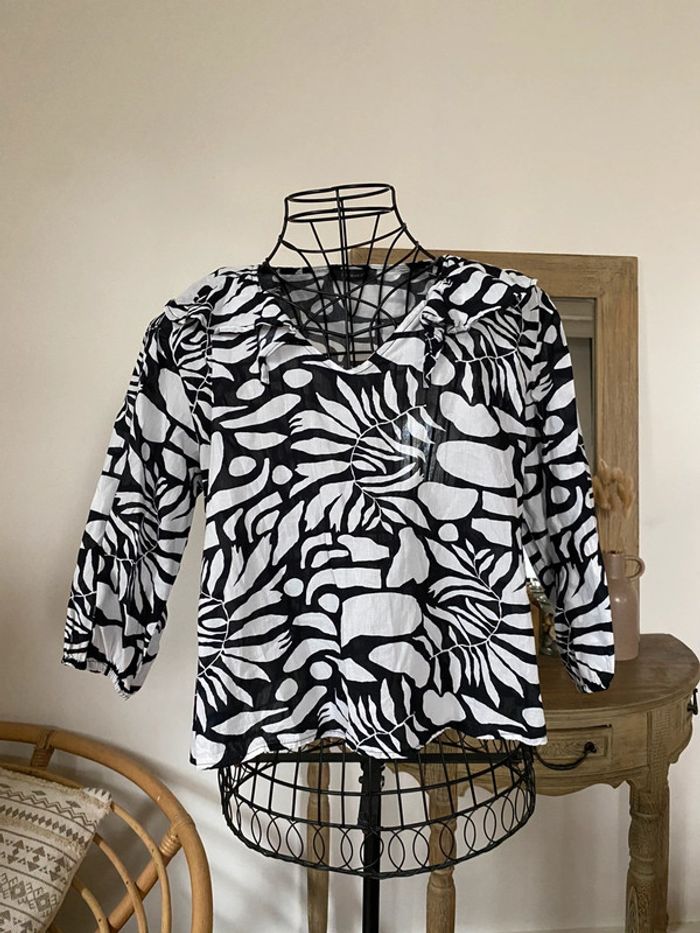 Blouse primark noir et blanche à motifs tachetée - photo numéro 3