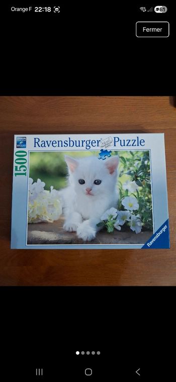 Puzzle 1500 pièces Chaton blanc