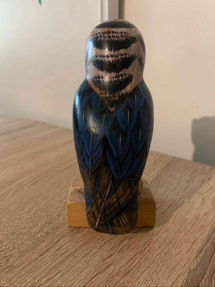 Bibelot chouette en bois peinte - photo numéro 2