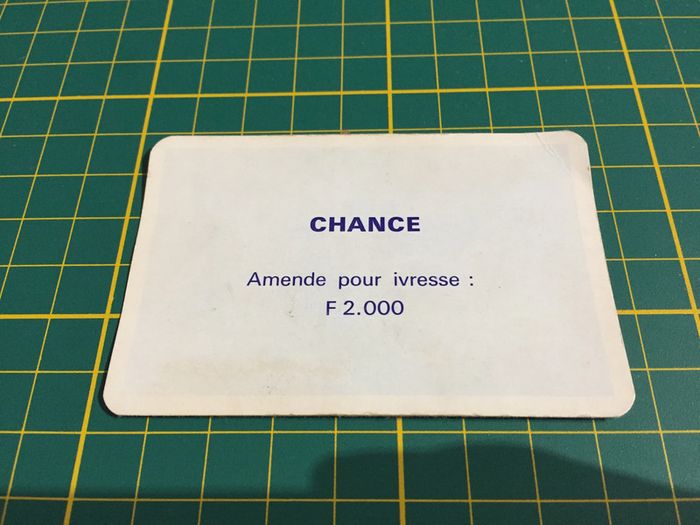 Amende pour ivresse carte chance pièce détachée Monopoly Miro Parker company #A63