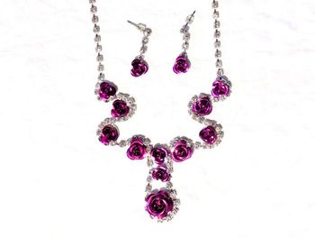 Parure Bijoux Multiples Fleurs Différentes Tailles Pierres Strass Bijoux Argentés Fantaisies Femmes