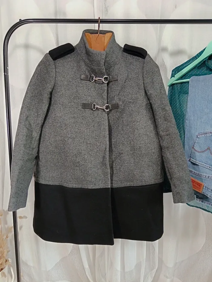 Maje "manteau ample gris anthracite et noir" t. 38 - photo numéro 2