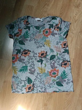 Tee shirt gris fleuri Promod L