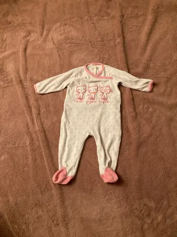 Pyjama 12 mois blanc/rose