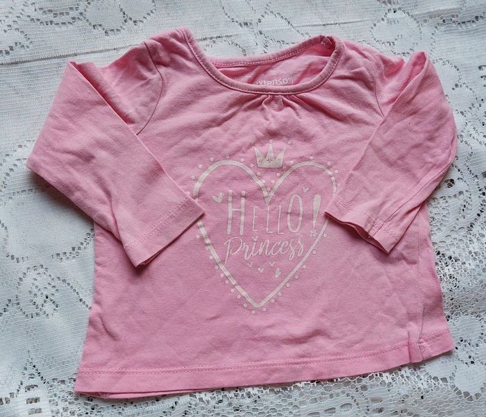 Tee-shirt rose - Motif"Princess", Inextenso, en très bon état, taille 6 mois