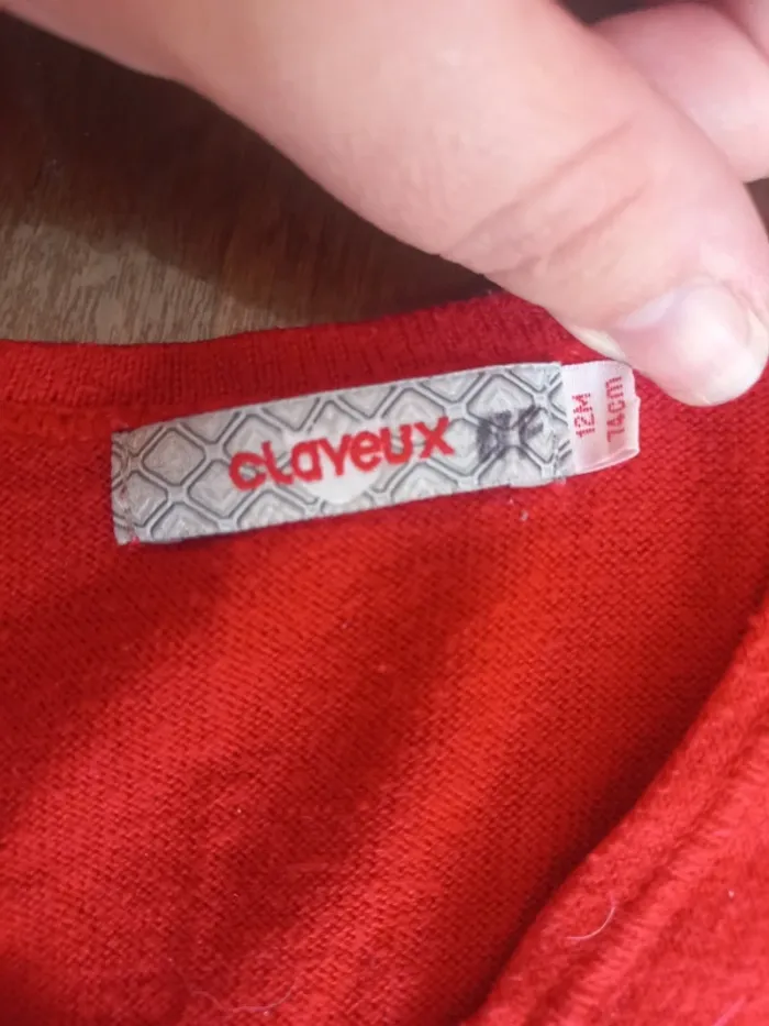 Gilet rouge clayeux 12mois 74cm - photo numéro 3