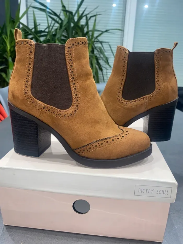 Bottine à talon cognac - photo numéro 2