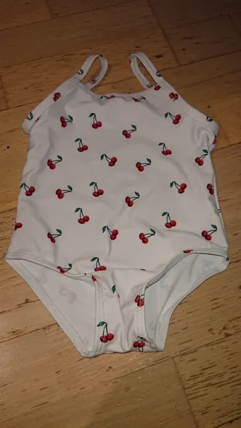 Maillot de bain 1 pièce bébé blanc motif cerise
