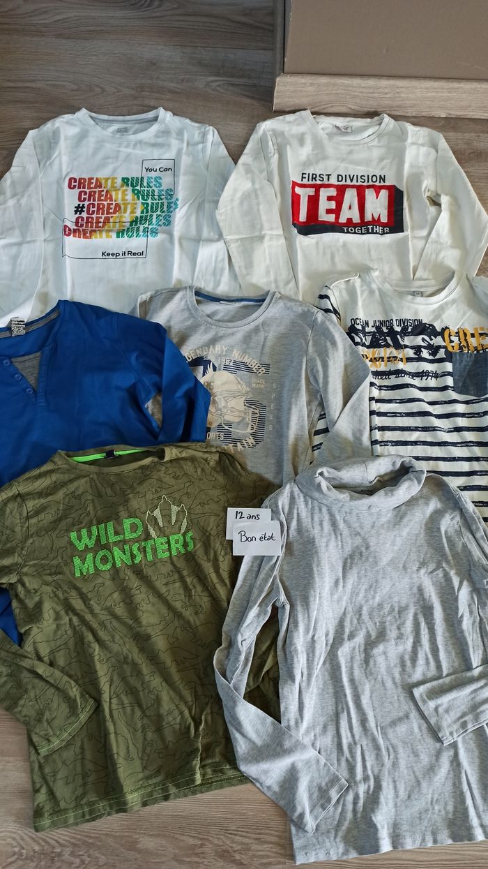 Lot de t-shirts manches longues garçon 12 ans