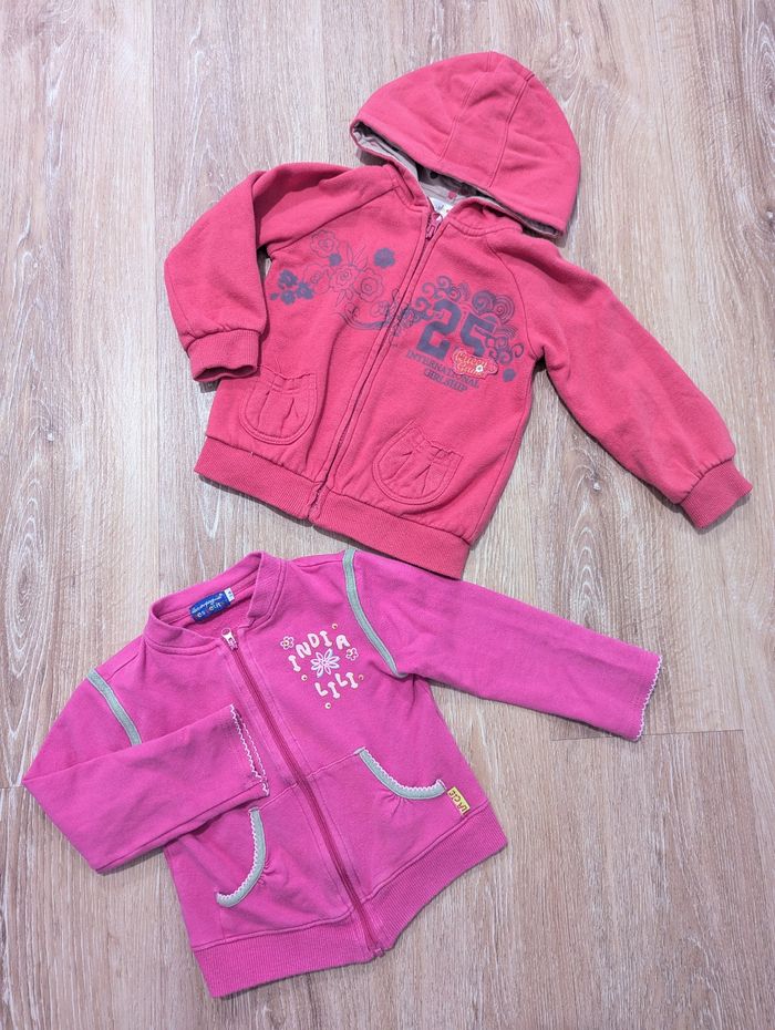 Lot 2 sweat gilets rose 3 ans bébé