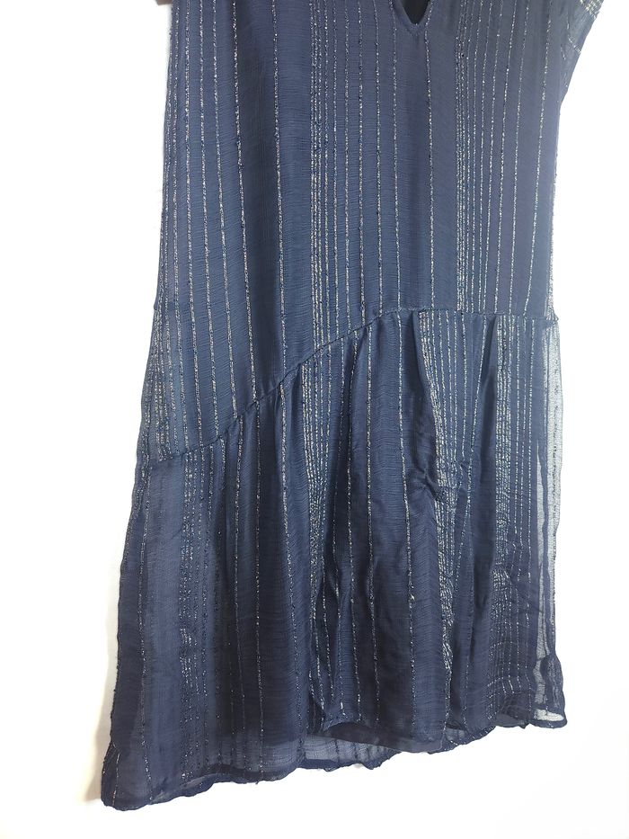 Robe Zadig & Voltaire "Racy Metal" Bleu Marine Rayures Dorées - Taille M - photo numéro 2