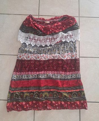 Robe été épaule nue rouge/blanche 10 ans Best Live en TBE