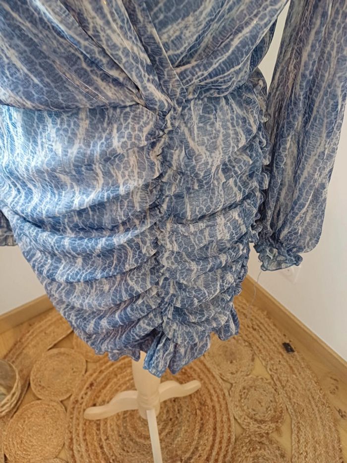 Robe cache-coeur bleue froncée Indefeir taille S/M 36/38 - photo numéro 4