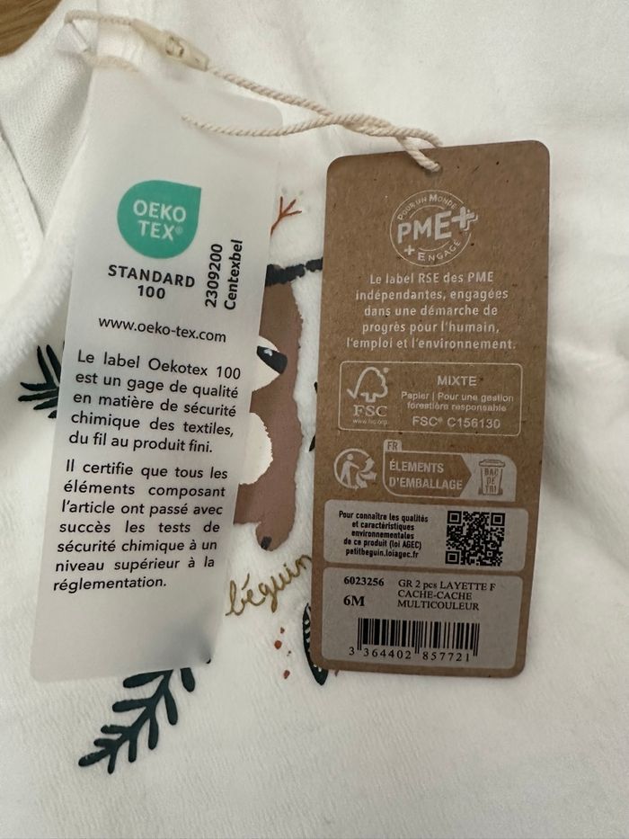 Pyjama / dors bien velours chaud bébé mixte - Taille 6 mois - neuf, avec étiquette - Petit béguin - photo numéro 5