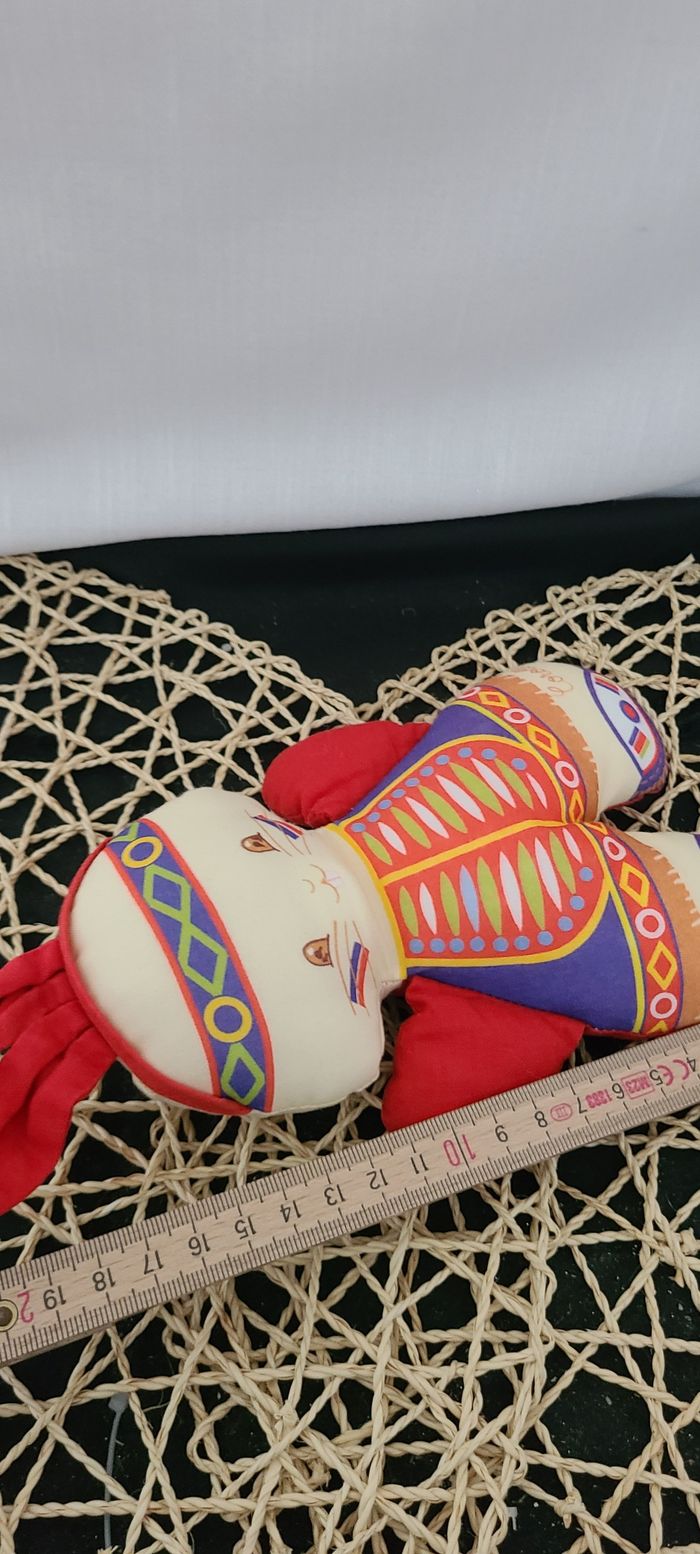 Peluche lapin indien en tissu Corolle, Vintage grelot - photo numéro 2