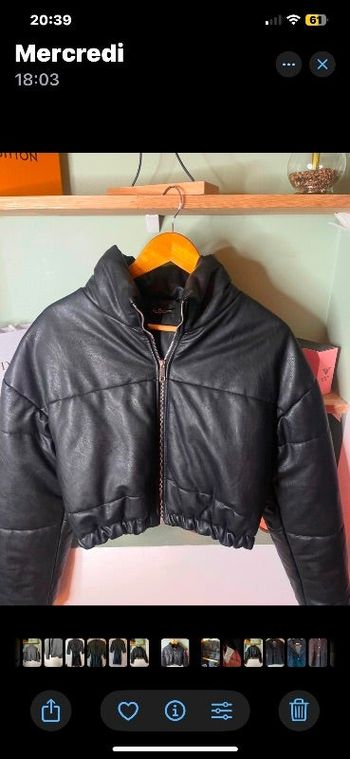 Doudoune similicuir cuir noir