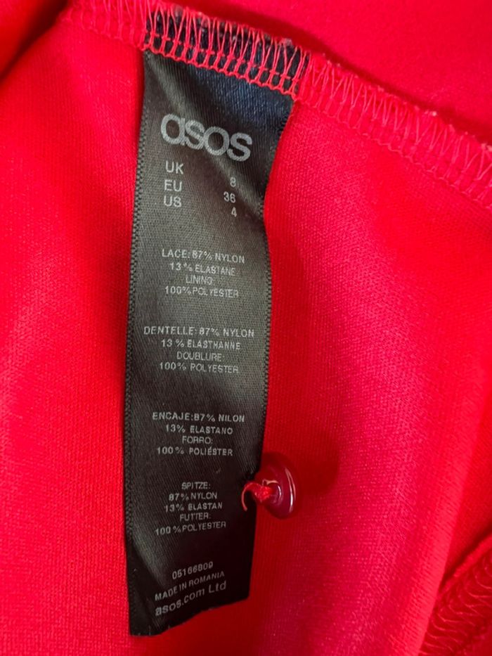 Asos robe en dentelle rouge taille 36 - photo numéro 6