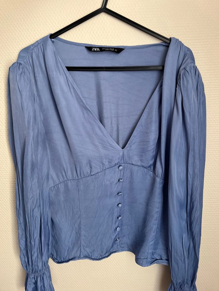 Blouse bleu Zara taille S - photo numéro 7