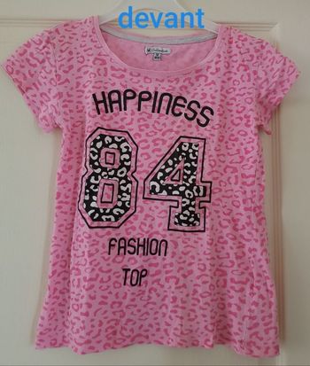 T-shirt léopard rose manches courtes. taille 12ans