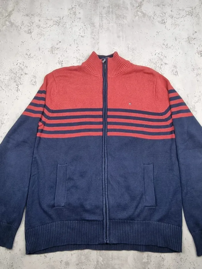 Veste zippée Tommy Hilfiger XL Hommes rouge & bleu marine (mesures en photos) - photo numéro 3
