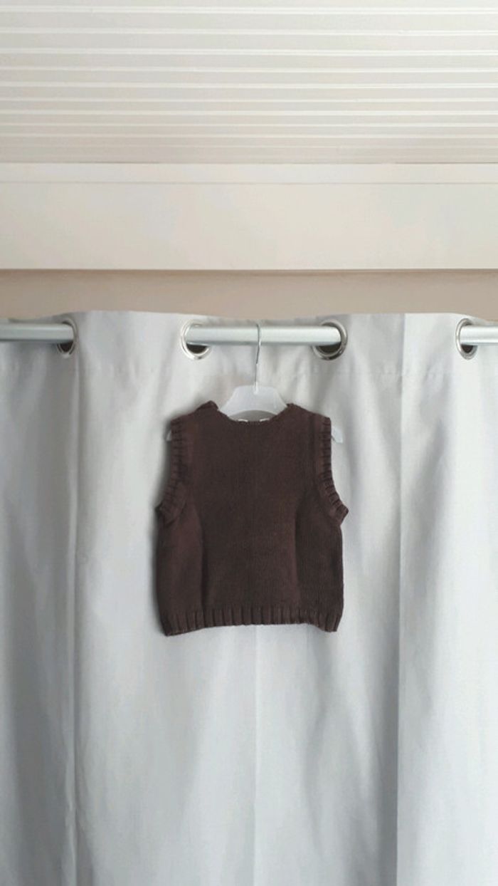 Pull sans manches garçon 12mois brun/marron - photo numéro 2