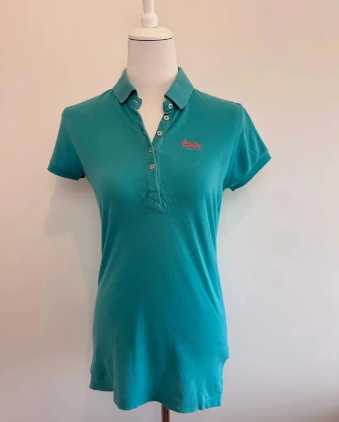 Polo Superdry femme turquoise taille M super état - photo numéro 2