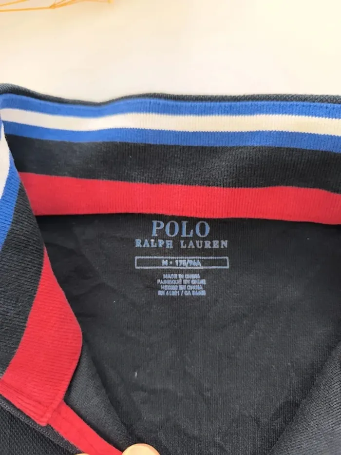 Sweat 1/4 zippé bleu marine logo blanc grosse tâche devant taille M Ralph Lauren homme - photo numéro 8