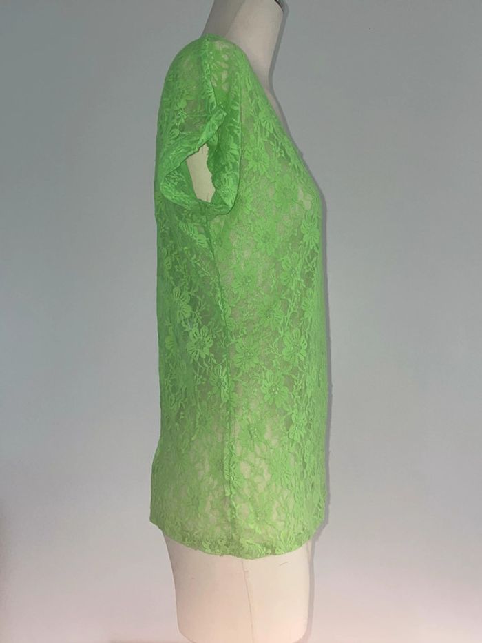 Haut dentelle vert fluo - xl - bel & bo - photo numéro 4