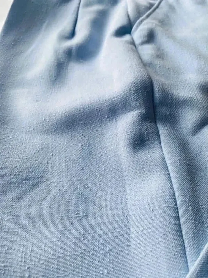 Pantalon droit femme tailleur ancien vintage bleu ciel - photo numéro 2