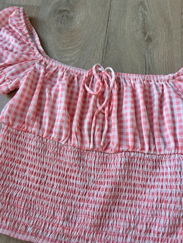 Haut vintage Vichy Rose - photo numéro 3