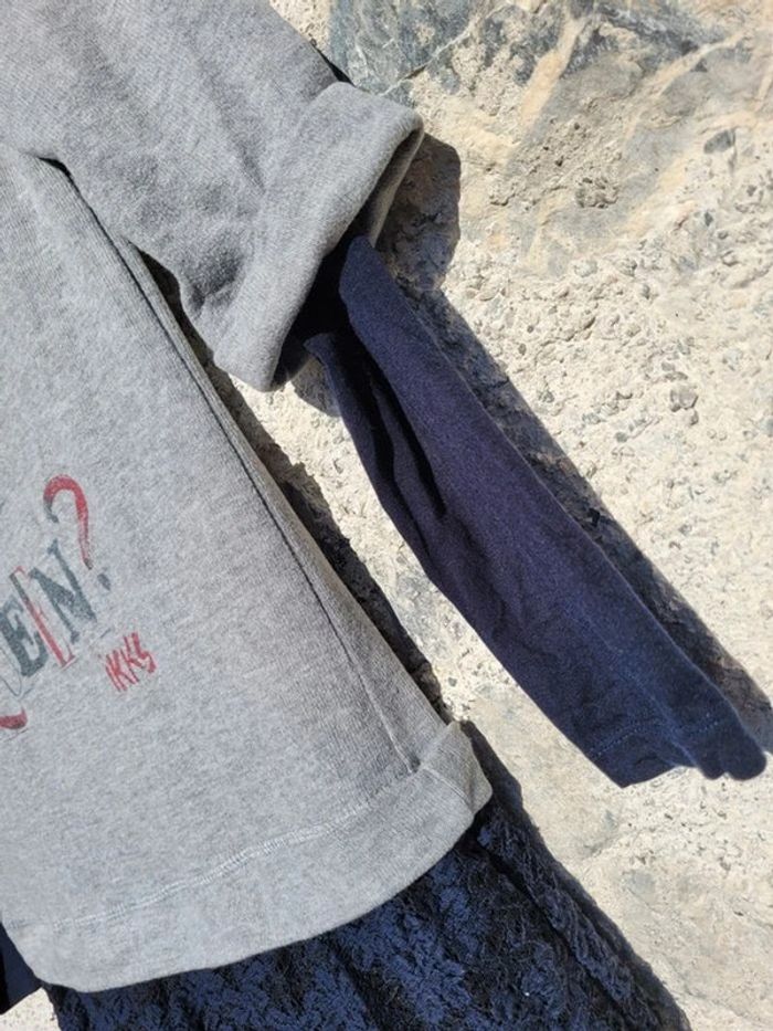 IKKS robe 10 ans, gris et bleu marine,jupe dentelle - photo numéro 8
