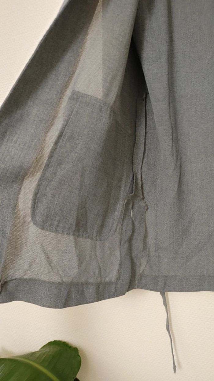 Veste gris fluide ceinture bouton 2 poches latérales col - photo numéro 3