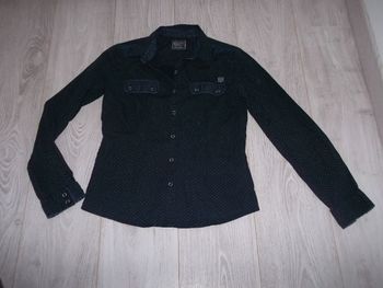 Chemise KAPORAL bleu marine motifs blancs 2 fausses poches taille S TBE