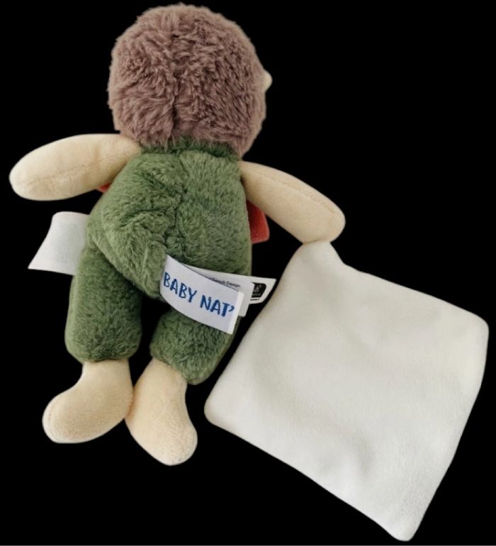 ❤️B3878 Doudou Mouchoir Plat Hérisson Baby Nat Babynat Vert Beige Rose - photo numéro 2