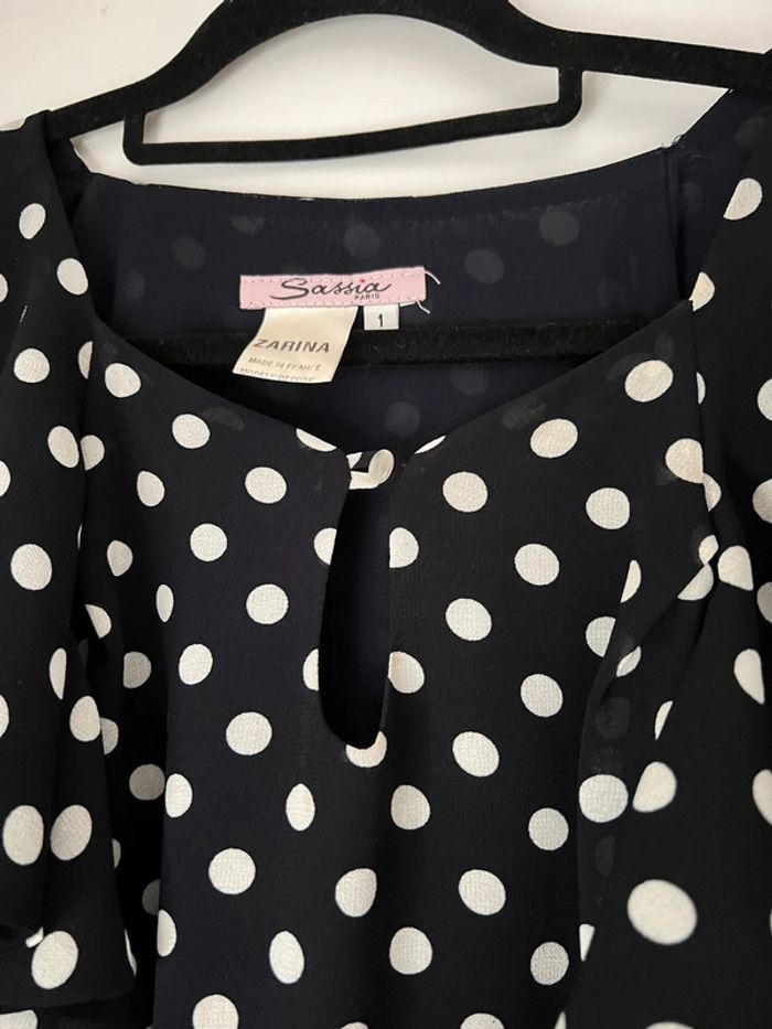 Robe droite imprimée pois avec volant Taille 36 - photo numéro 2