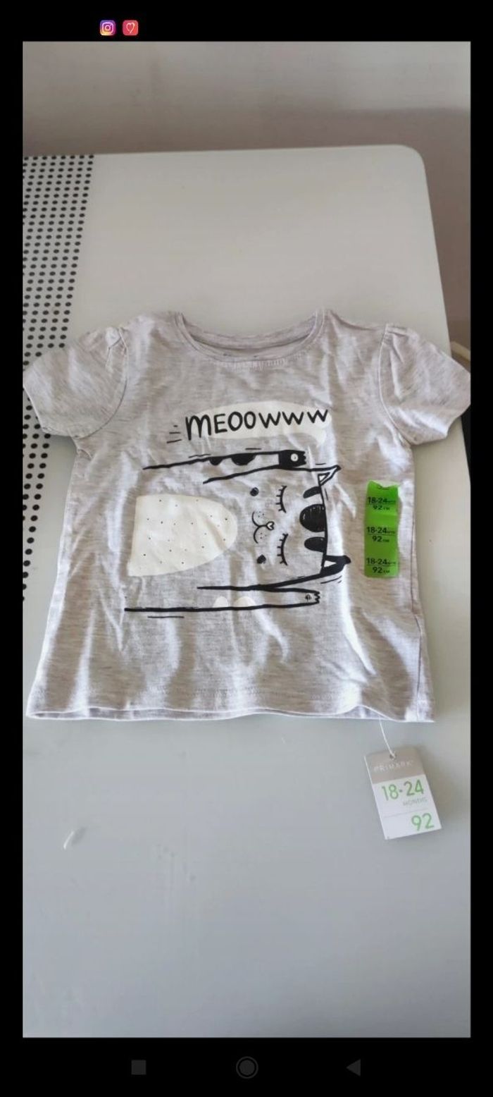 Tee shirt chat gris 18 24 mois 92 cm Primark