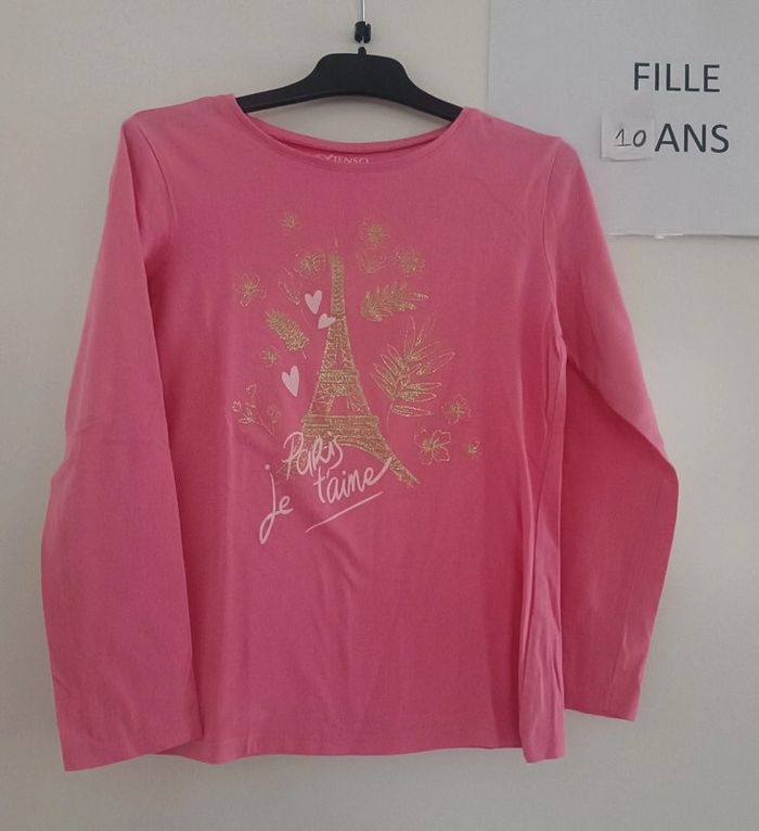 T-shirt ml Tour Eiffel in extenso 10 ans