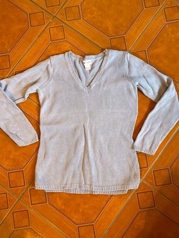 Pull col v bleu clair