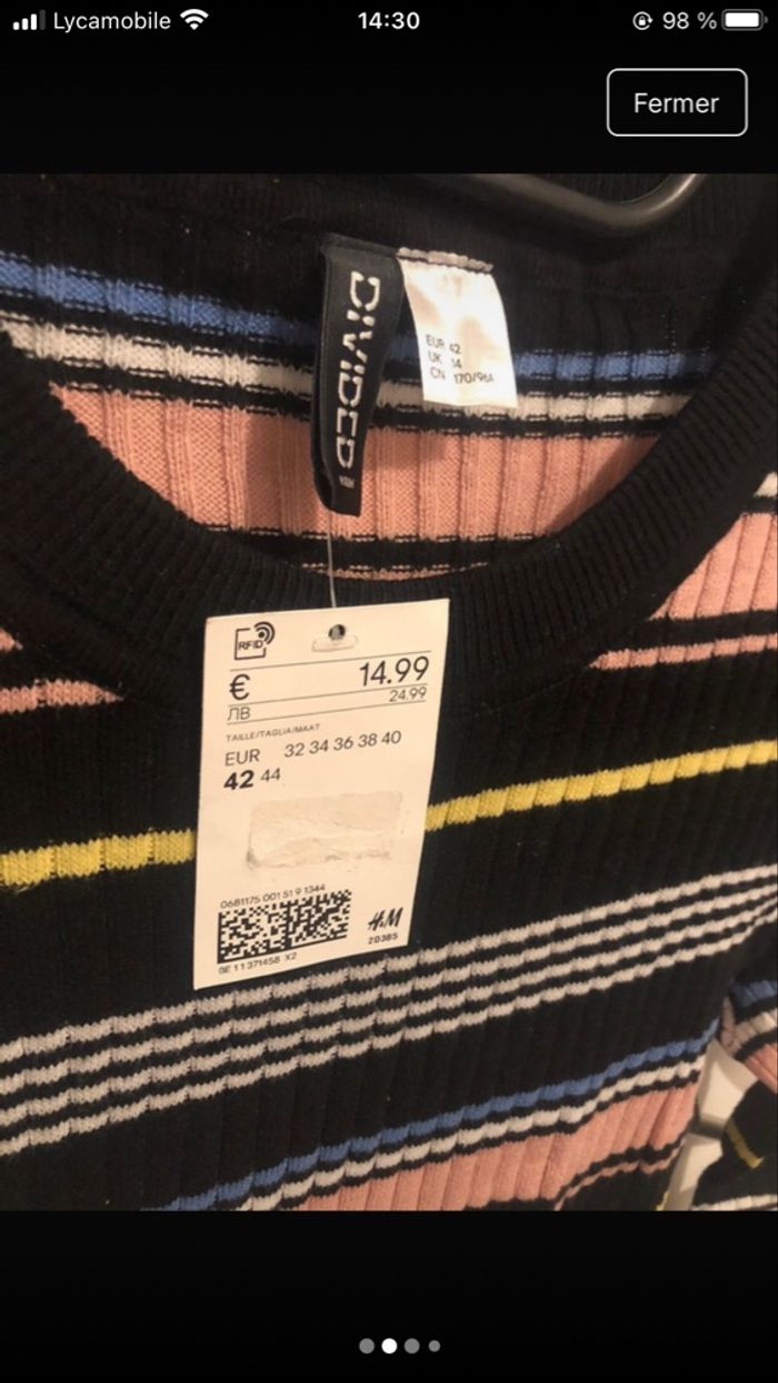 Tunique multicolore marque h&m - photo numéro 2