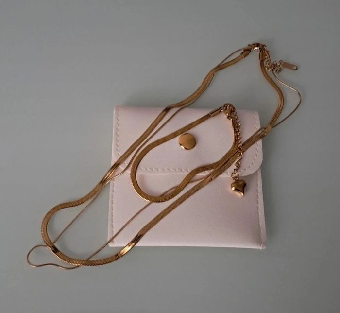 Double collier et bracelet maille serpent acier inoxydable - photo numéro 5