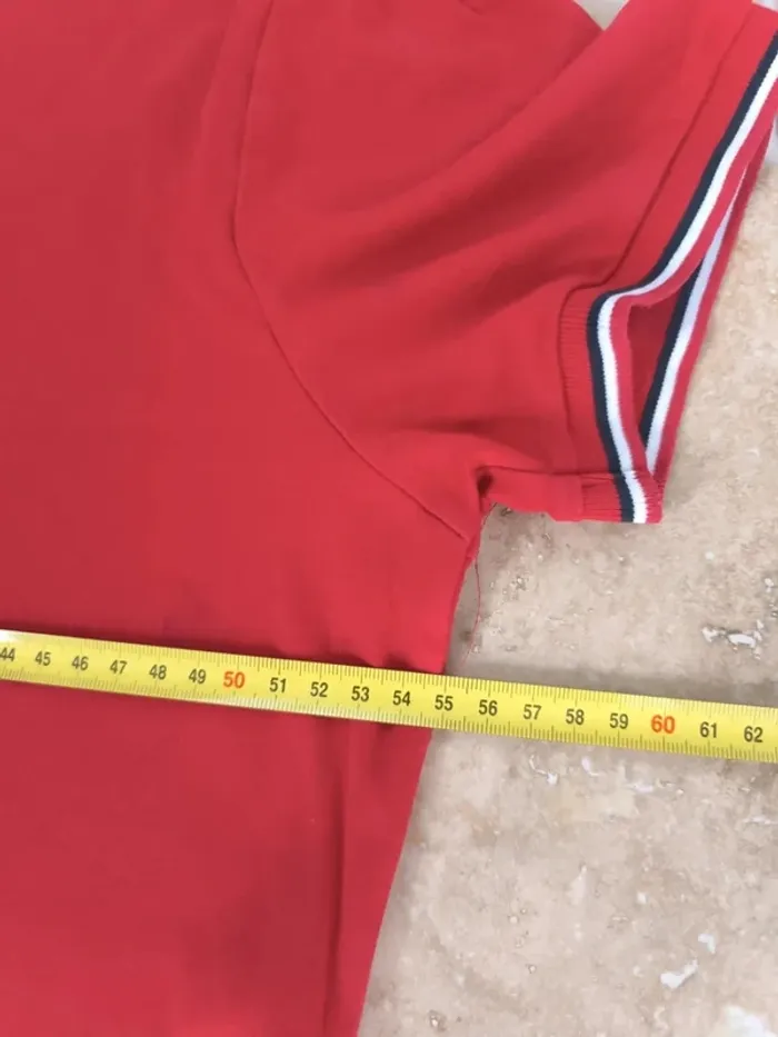 Polo Ralph Lauren homme taille L slim rouge logo marine - tâche devant trou derrière - photo numéro 8