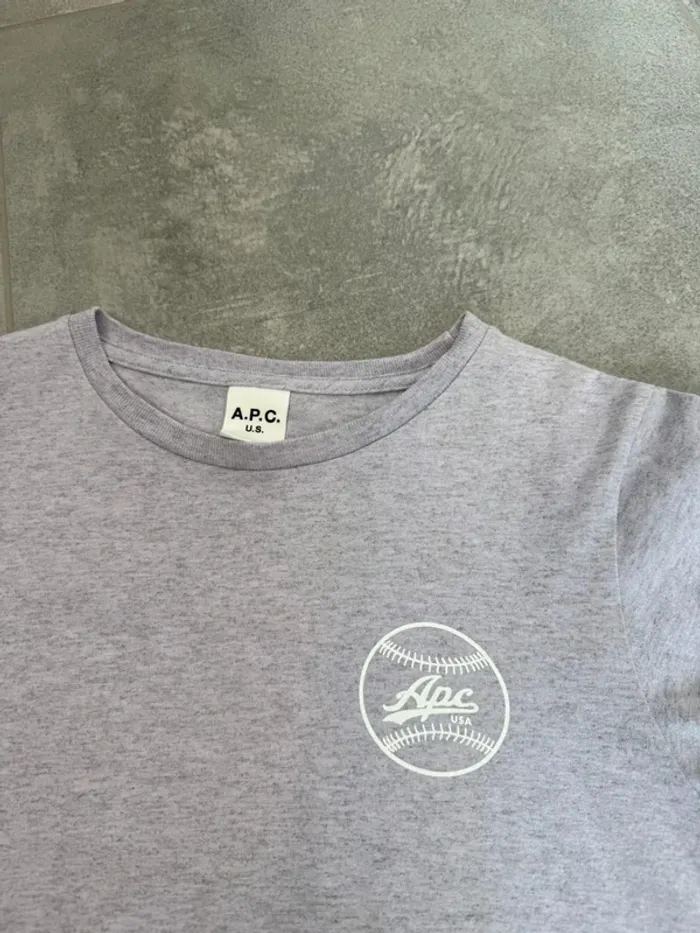 T-shirt APC femme mauve clair chiné taille S comme neuf - photo numéro 5